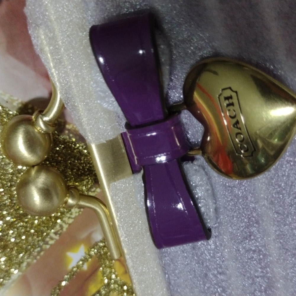 Coach Patent Leather👛 Deep Purple & Gold Hued LG 👛 Purse NWT - Picture 8 of 14